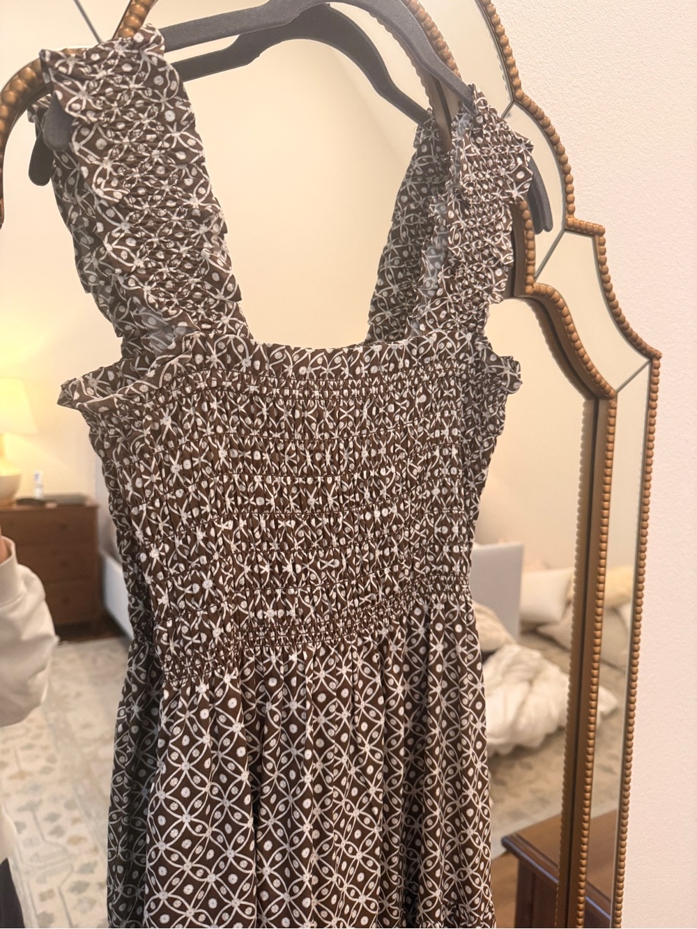 Hill House Home The Kimmy Nap Dress - Chocolate Circular Lattice Size Small - Picture 4 of 6